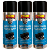 3X Hycote Gloss Black Engine Enamel Spray Paint 400ml Spray Paint